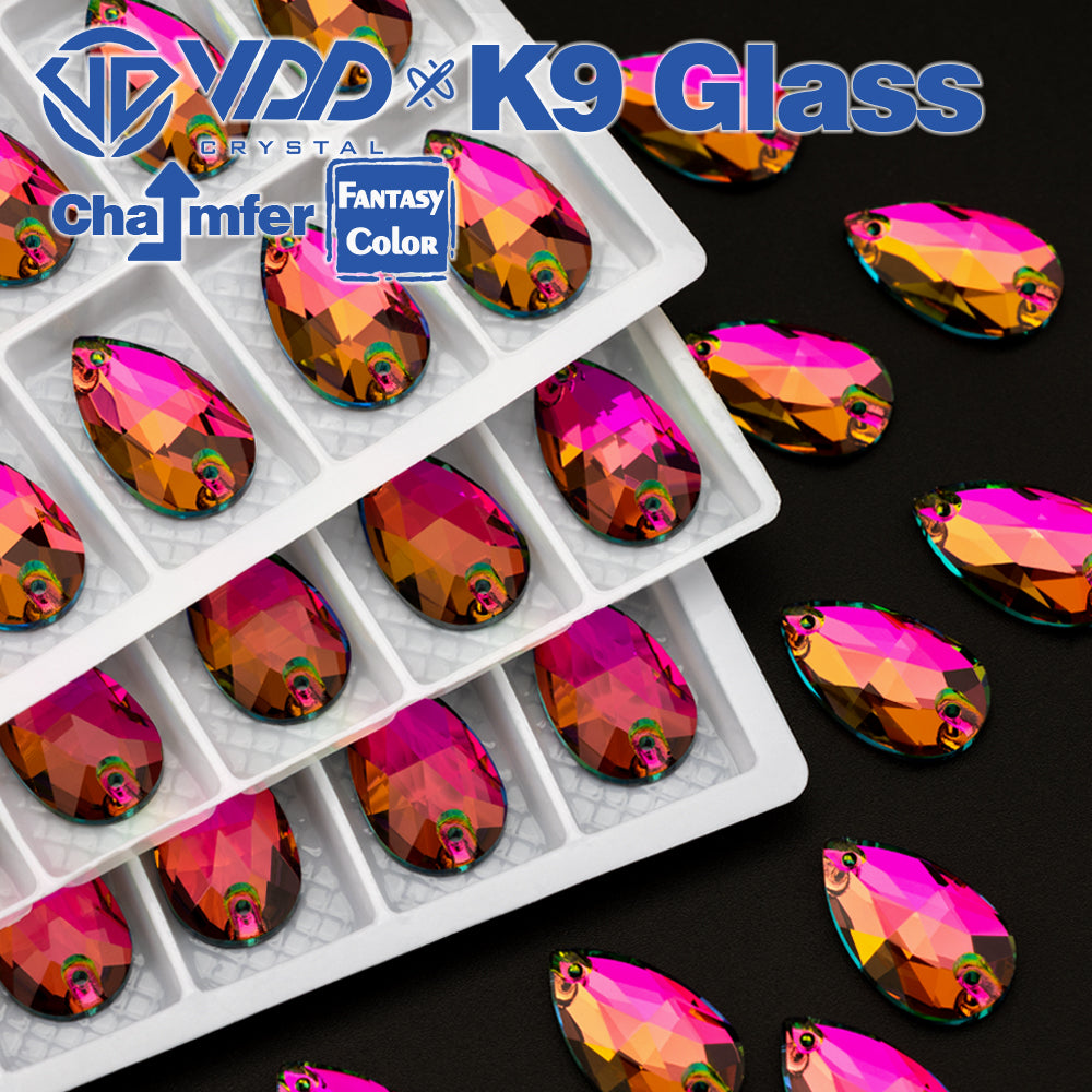 VDD Pear 11x18mm 24Pcs Vitrail Medium Color Top Quality K9 Glass Sew on Rhinestone Sewing Crystal Flatback Clothes Decorations