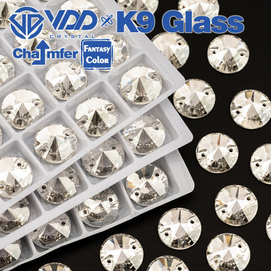 VDD Rivoli 12mm 40Pcs Sliver Shadow Color Top Quality K9 Glass Sew on Rhinestone Sewing Crystal Flatback Clothes Decorations