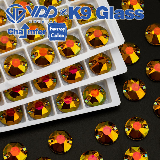 VDD 8B-8S 12mm 40Pcs Sunset Prism Color Top Quality K9 Glass Sew on Rhinestone Sewing Crystal Flatback Clothes Decorations