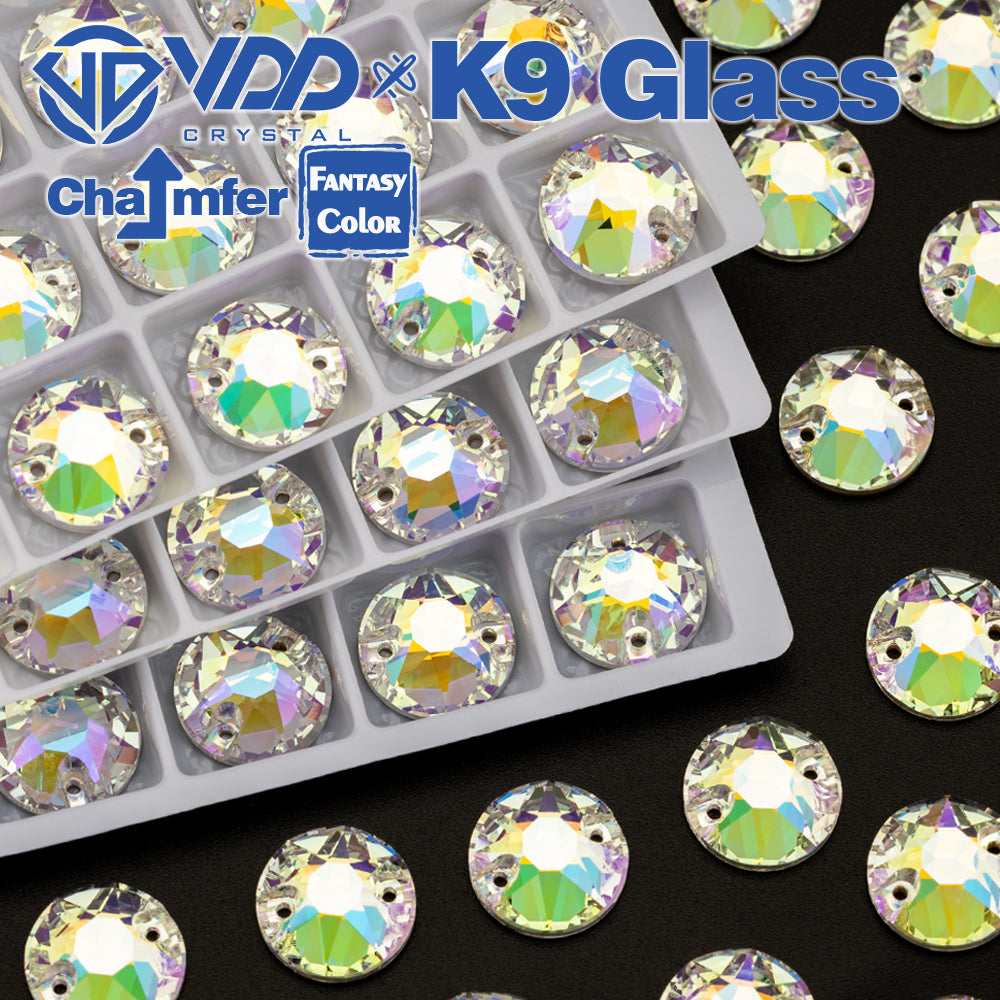 VDD 8B-8S 12mm 40Pcs Luster Mirage  Color Top Quality K9 Glass Sew on Rhinestone Sewing Crystal Flatback Clothes Decorations