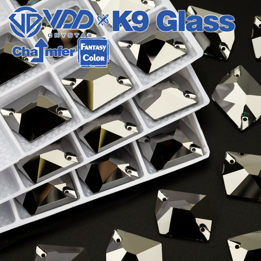 VDD Cosmic 17x21mm 15Pcs Hematite Color Top Quality K9 Glass Sew on Rhinestone Sewing Crystal Flatback Garment Decorations