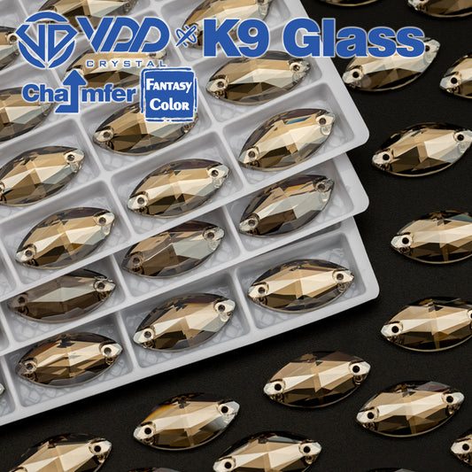 VDD Navette 9x18mm 36Pcs Greige Color Top Quality K9 Glass Sew on Rhinestone Sewing Crystal Flatback Clothes Decorations