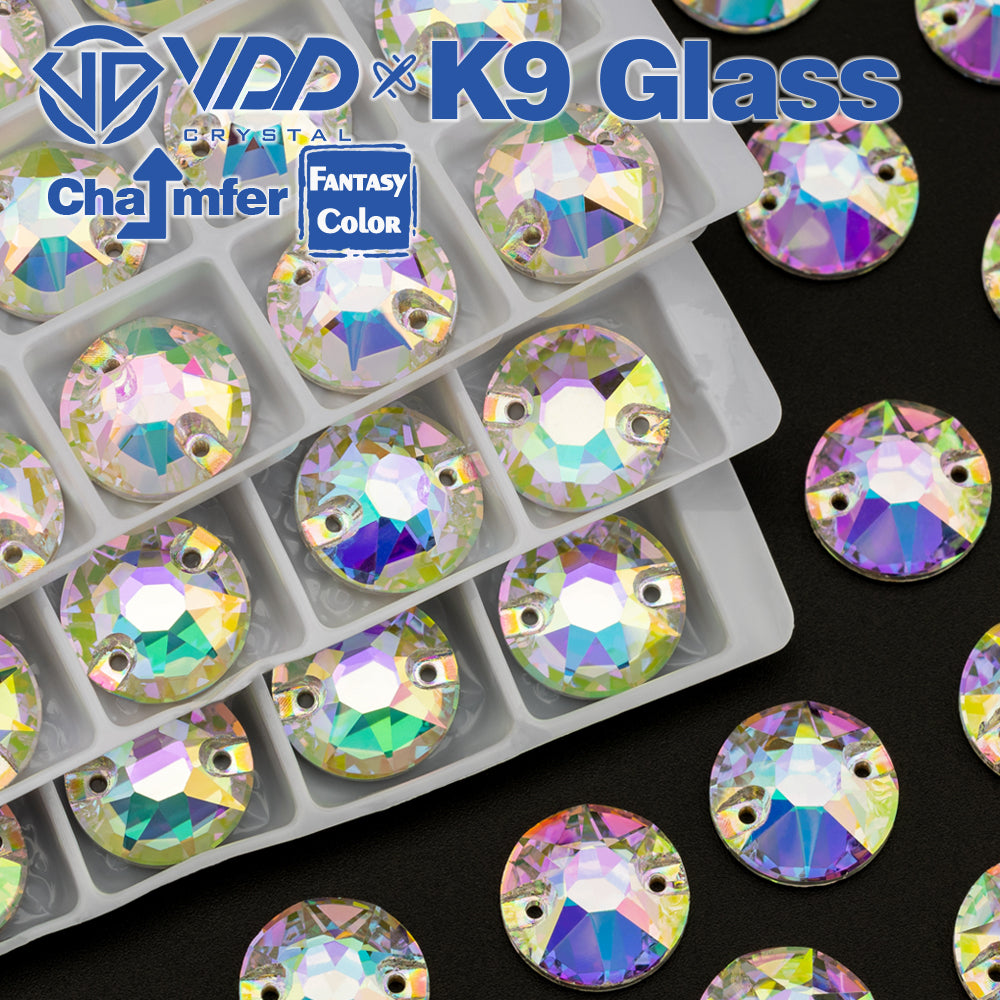 VDD 8B-8S 12mm 40Pcs Chroma Shimmer Color Top Quality K9 Glass Sew on Rhinestone Sewing Crystal Flatback Clothes Decorations