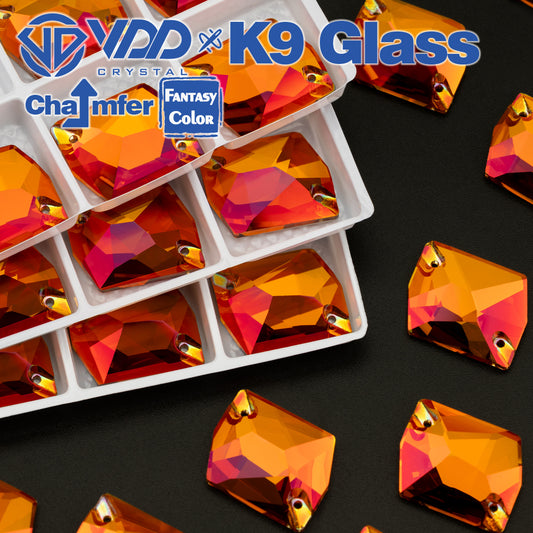VDD Cosmic 17x21mm 15Pcs Sunset Prism Color Top Quality K9 Glass Sew on Rhinestone Sewing Crystal Flatback Garment Decorations