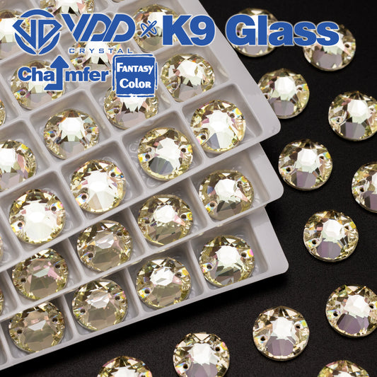 VDD 8B-8S 12mm 40Pcs Glimmer Color Top Quality K9 Glass Sew on Rhinestone Sewing Crystal Flatback Clothes Decorations