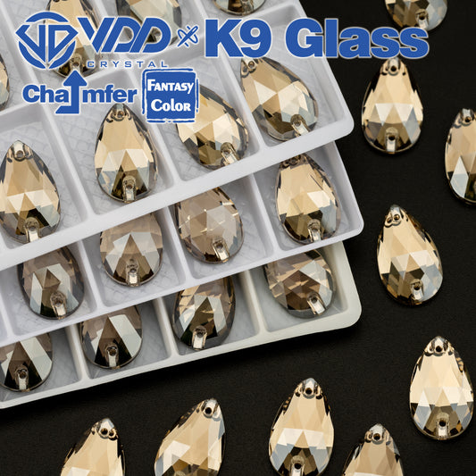 VDD Pear 11x18mm 24Pcs Greige Color Top Quality K9 Glass Sew on Rhinestone Sewing Crystal Flatback Clothes Decorations