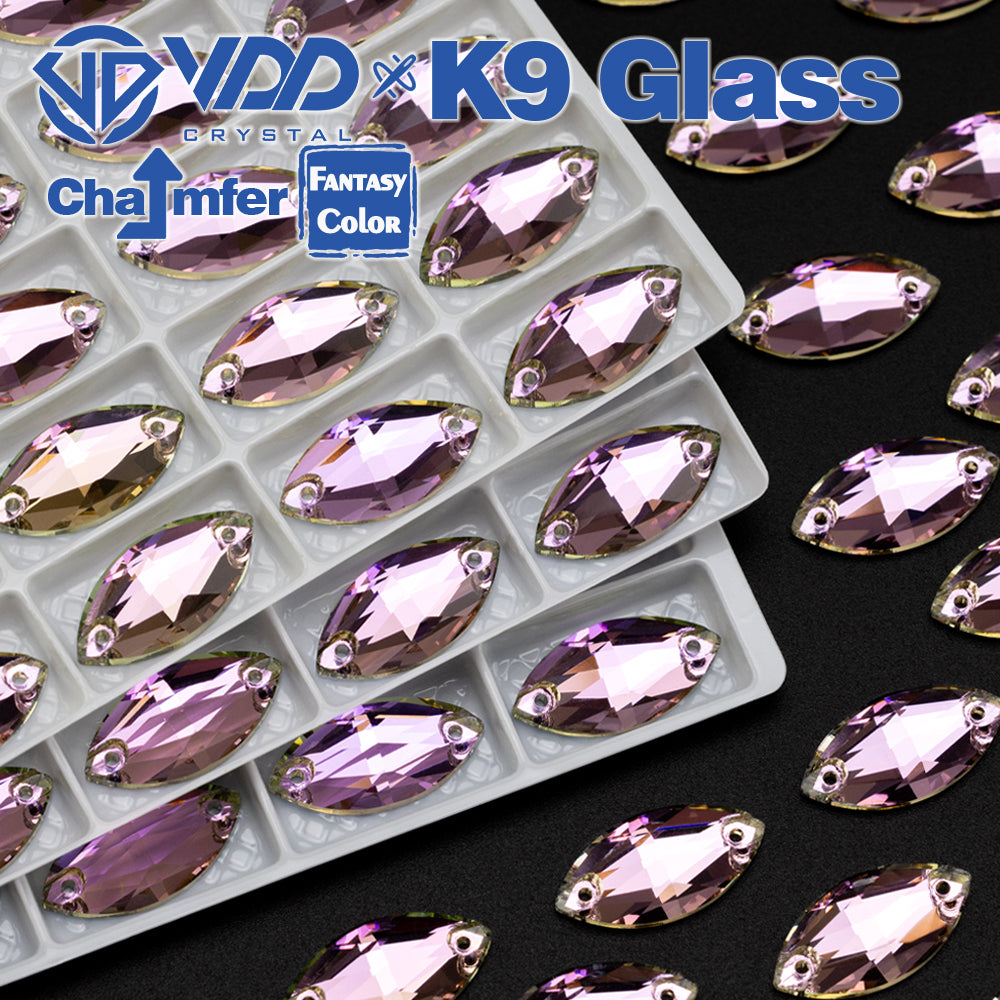 VDD Navette 9x18mm 36Pcs Violet Beam Color Top Quality K9 Glass Sew on Rhinestone Sewing Crystal Flatback Clothes Decorations