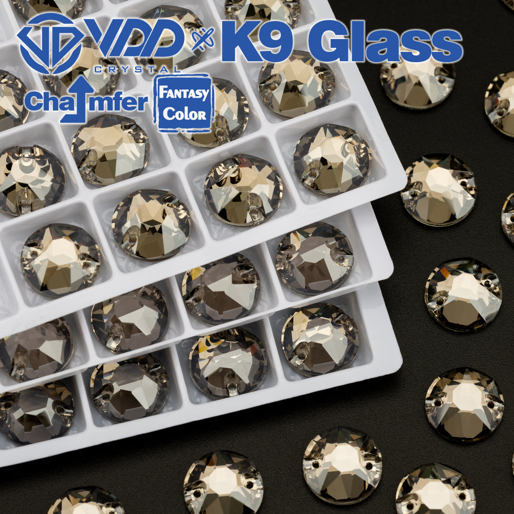VDD 8B-8S 12mm 40Pcs Greige Color Top Quality K9 Glass Sew on Rhinestone Sewing Crystal Flatback Clothes Decorations