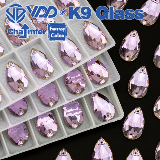 VDD Pear 11x18mm 24Pcs Violet Beam Color Top Quality K9 Glass Sew on Rhinestone Sewing Crystal Flatback Clothes Decorations
