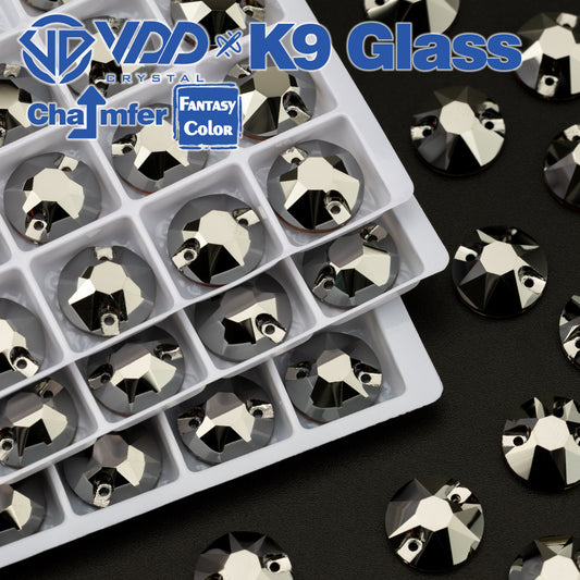 VDD 8B-8S 12mm 40Pcs Hematite Color Top Quality K9 Glass Sew on Rhinestone Sewing Crystal Flatback Clothes Decorations