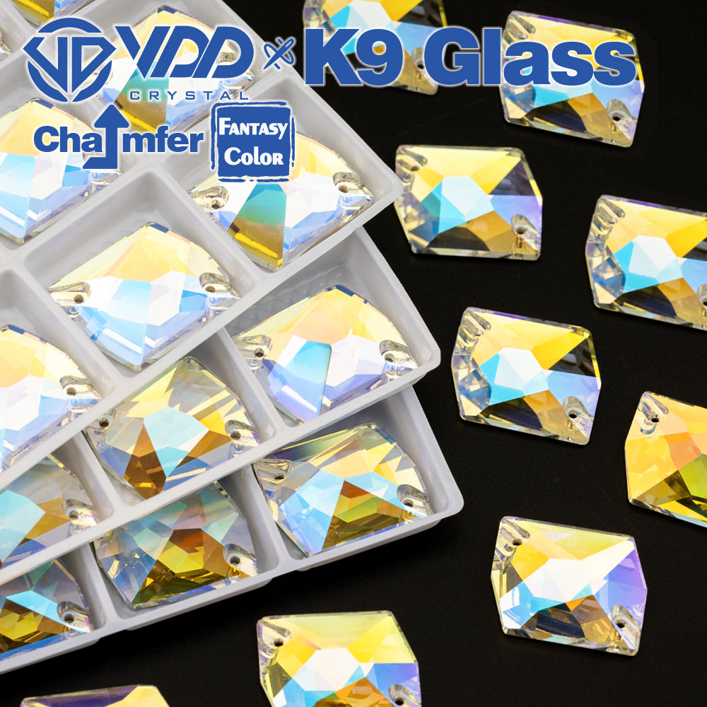 VDD Cosmic 17x21mm 15Pcs Luster Mirage Color Top Quality K9 Glass Sew on Rhinestone Sewing Crystal Flatback Garment Decorations