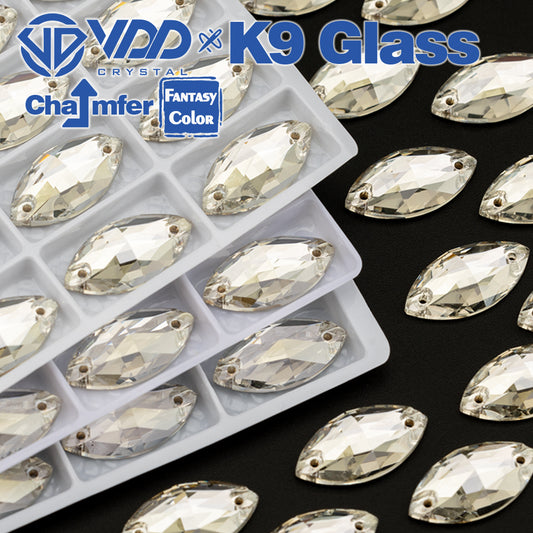 VDD Navette 9x18mm 36Pcs Sliver Shadow Color Top Quality K9 Glass Sew on Rhinestone Sewing Crystal Flatback Clothes Decorations
