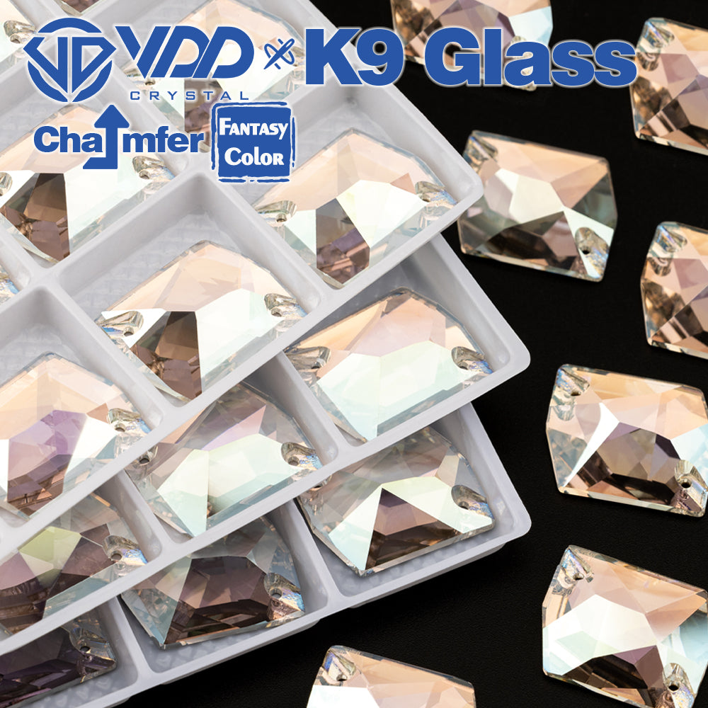 VDD Cosmic 17x21mm 15Pcs Stardust Shimmer Color Top Quality K9 Glass Sew on Rhinestone Sewing Crystal Flatback Garment Decorations