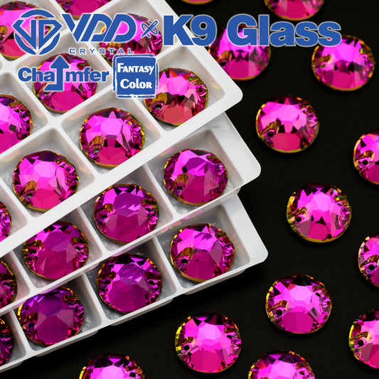 VDD 8B-8S 12mm 40Pcs Rose Pulse Color Top Quality K9 Glass Sew on Rhinestone Sewing Crystal Flatback Clothes Decorations
