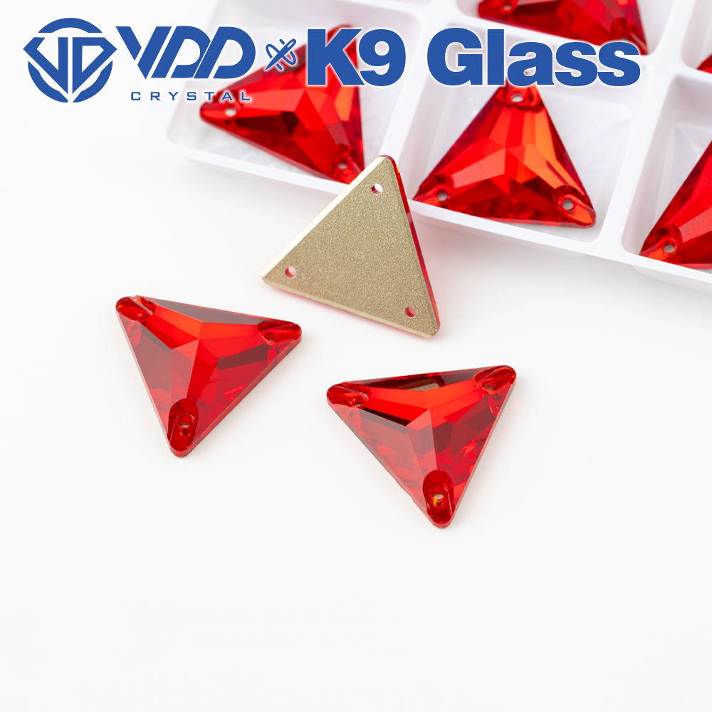 VDD S109 Siam Triangle Top Quality K9 Glass Sew on Rhinestones Crystal Flatback Sewing Stones for Clothes Decorations
