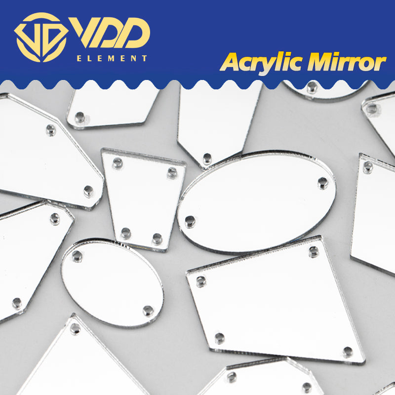 VDD 30/60/200Pcs MixSize White Acrylic Mirror Sewing Rhinestones Sew On DIY Crafts FlatBack Sewing Stones For Garment Decorations