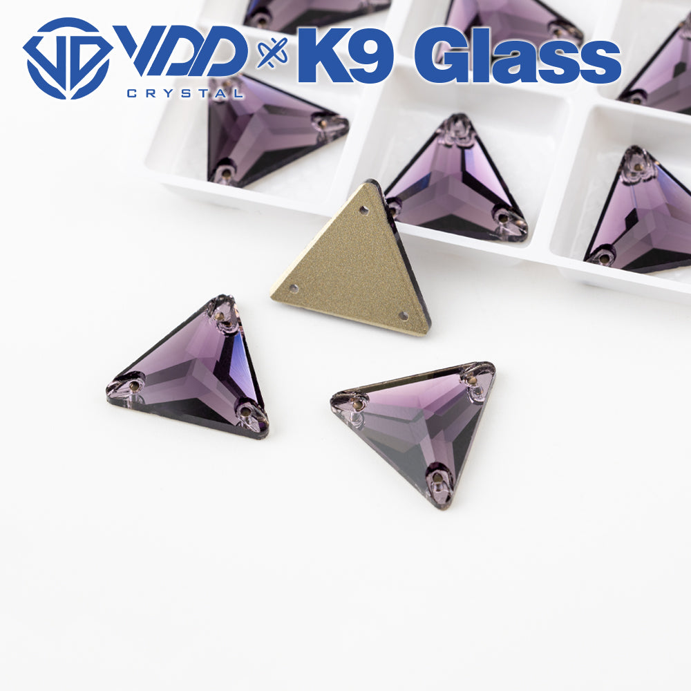 VDD S120 Tanzanite Triangle Top Quality K9 Glass Sew on Rhinestones Crystal Flatback Sewing Stones for Clothes Decorations