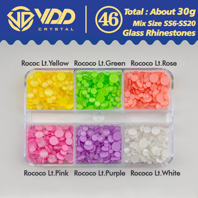 VDD  DC-032  SS6-SS20 Mix Size 6 Grid Box Glass Rhinestones Crystal Flatback Glitter Stones For Nail Art Accessorie DIY Crafts Decoration