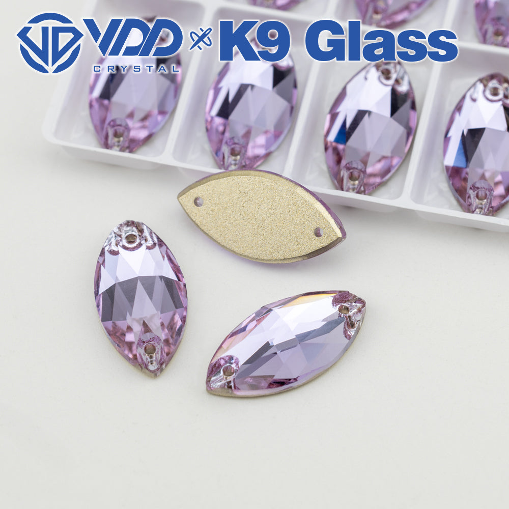 VDD S122 Violet Navette Top Quality K9 Glass Sew on Rhinestones Crystal Flatback Sewing Strass Stones for Garment Decorations