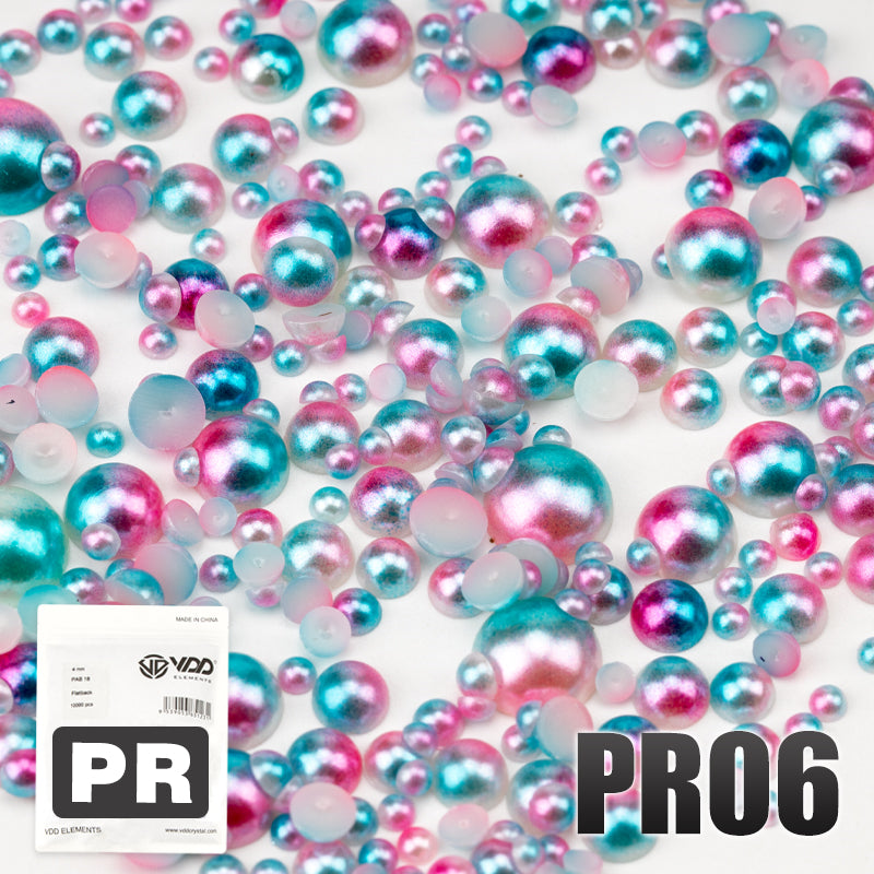 VDD PR06 3-10mm Mix Size ABS Half Round Pearls Flatback Beads Resin Rhinestones Flatback Stones ZHENZHU