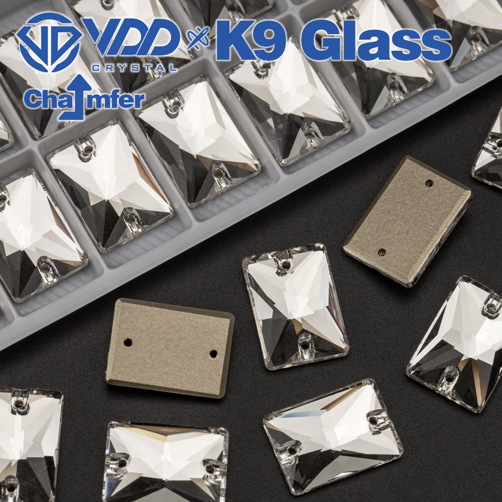 VDD Rectangle K9 Glass Sew on Rhinestone Sewing Clear Crystal Flatback Strass Stone for Crafts Clothes Accessories Wedding Dress