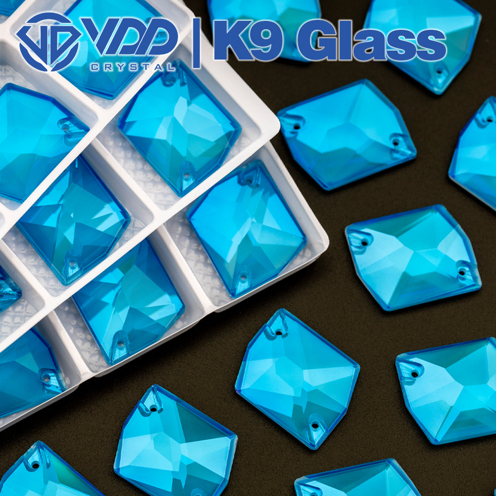 VDD Neon Blue 17x21mm Cosmic Top Quality K9 Glass Sew on Rhinestones Flatback Crystal for Clothes Decoration Wedding Dress