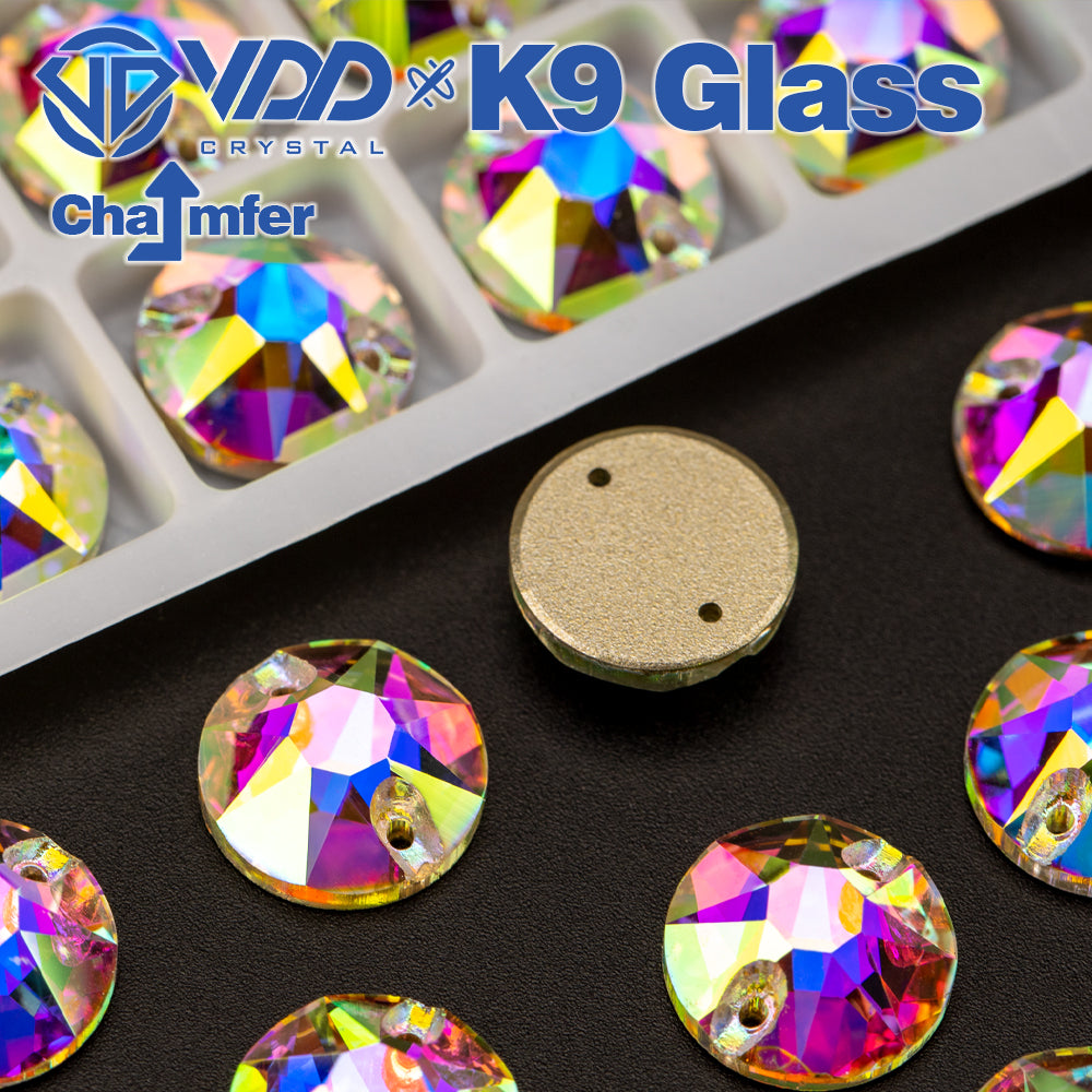 VDD S255 Crystal AB 8 Big 8 Small Top Quality K9 Glass Sew on Rhinestones Crystal Flatback Sewing Stones for Clothes Decorations