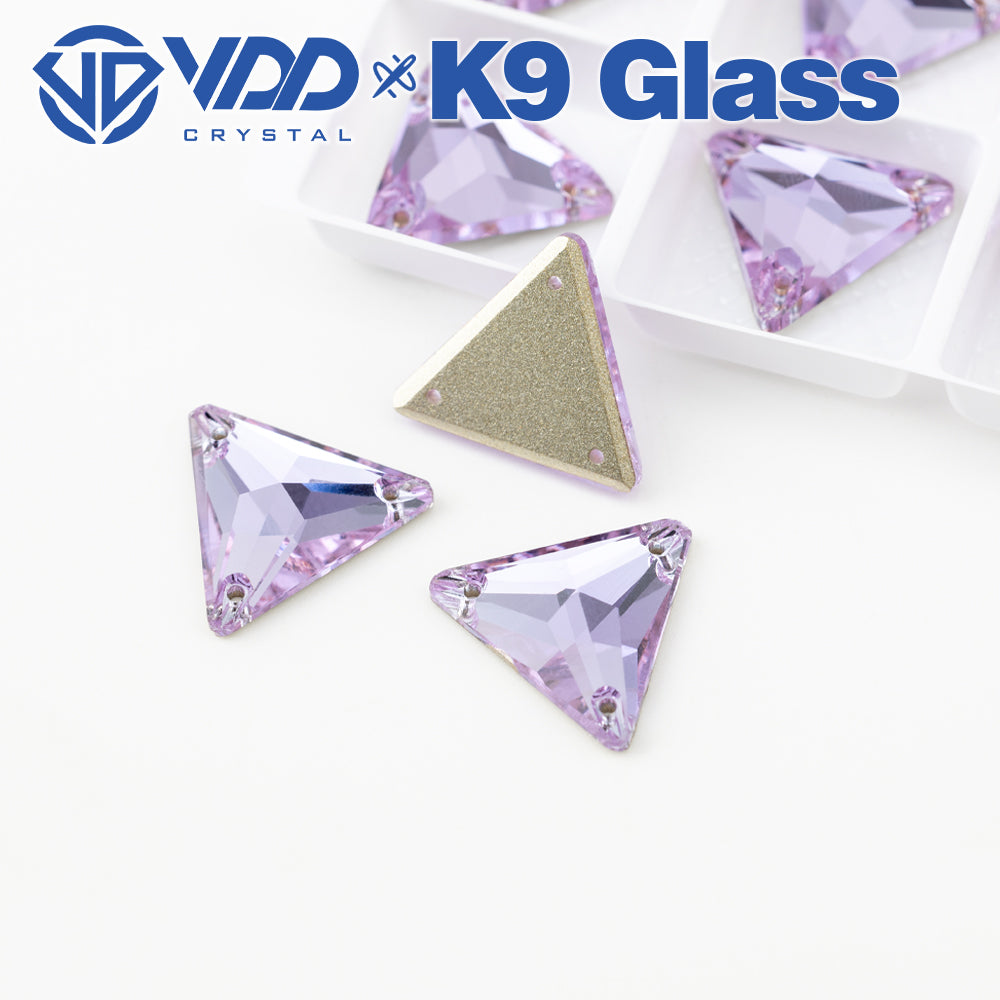 VDD S122 Violet Triangle Top Quality K9 Glass Sew on Rhinestones Crystal Flatback Sewing Stones for Clothes Decorations