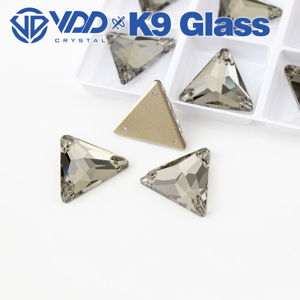 VDD S103 Black Diamond Triangle Top Quality K9 Glass Sew on Rhinestones Crystal Flatback Sewing Stones for Clothes Decorations