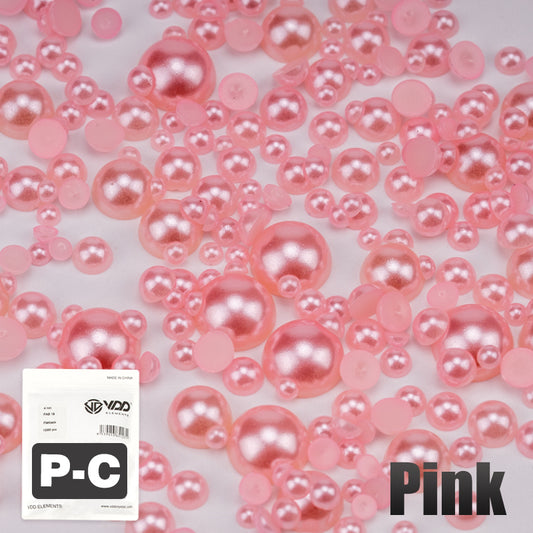 VDD Pink Bulk Wholesale 2.5-10mm Multicolor ABS Imitation Pearls Half Round Plastic Flat Back Beads For DIY Craft Nail Art Decoration
