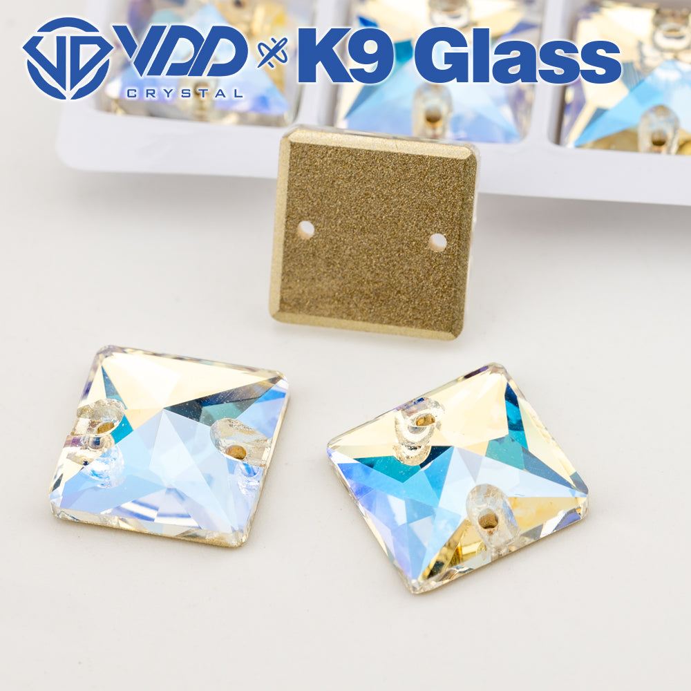 VDD S256 Moonlight  Square Top Quality K9 Glass Sew on Rhinestones Crystal Flatback Sewing Stones for Clothes Decorations