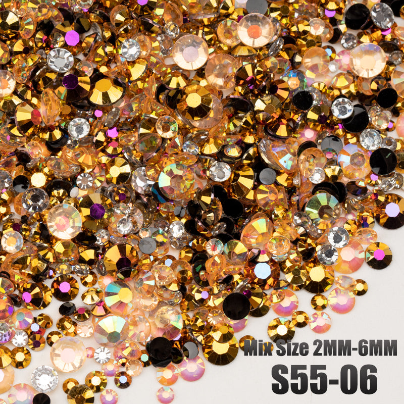 VDD S55-06 Mix Size 2-6mm Resin Rhinestone Crystal Flatback Plastic Flatback Stones SHUZHI