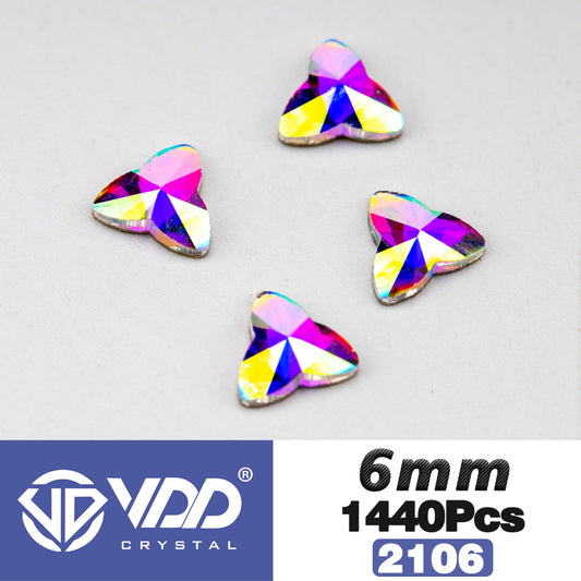 VDD  2106-6mm Wholesale 1440Pcs Rectangle Glass Rhinestones Crystal AB Flatback HotFix Strass Shape 3D Stones For Nail Art DIY Decorations