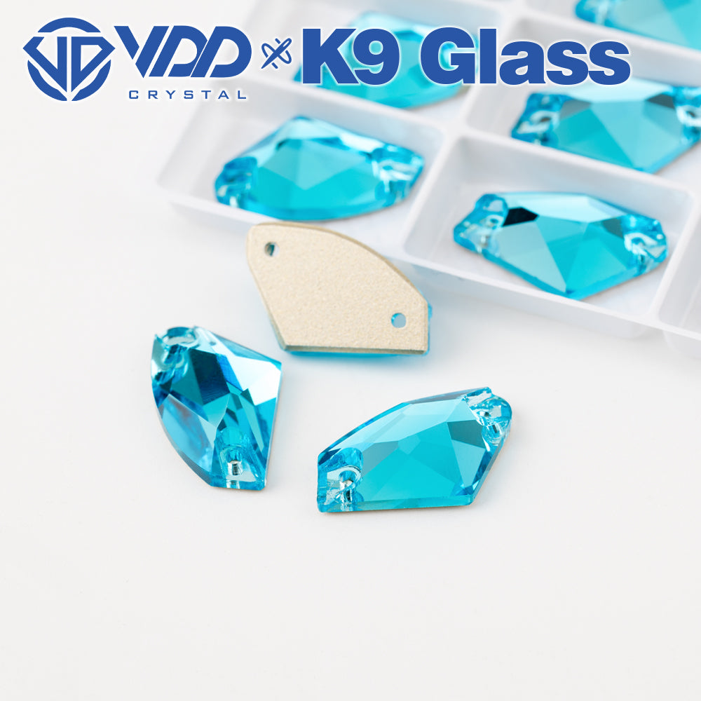 VDD S116 Aqua Blue Galactic Top Quality K9 Glass Sew on Rhinestones Crystal Flatback Sewing Stones for Clothes Decorations