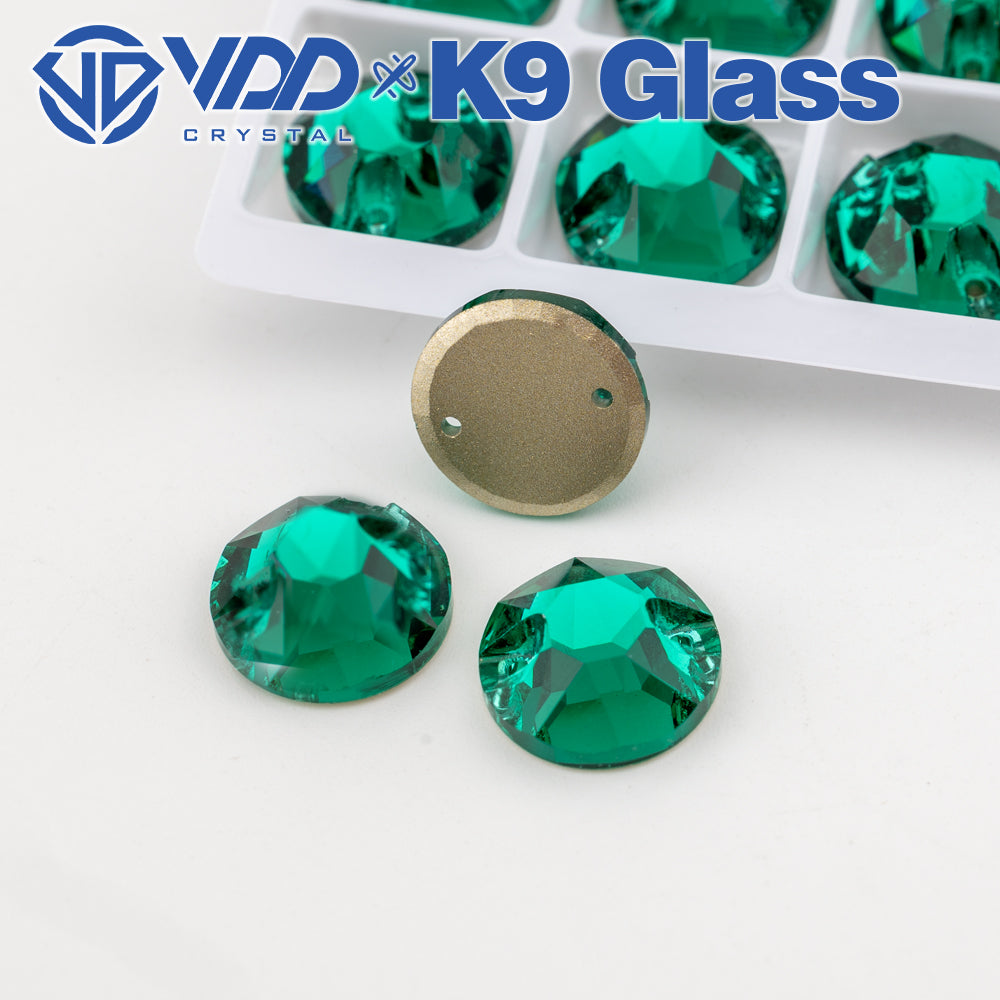 VDD S114 Green Zircon 8 Big 8 Small Top Quality K9 Glass Sew on Rhinestones Crystal Flatback Sewing Stones for Clothes Decorations