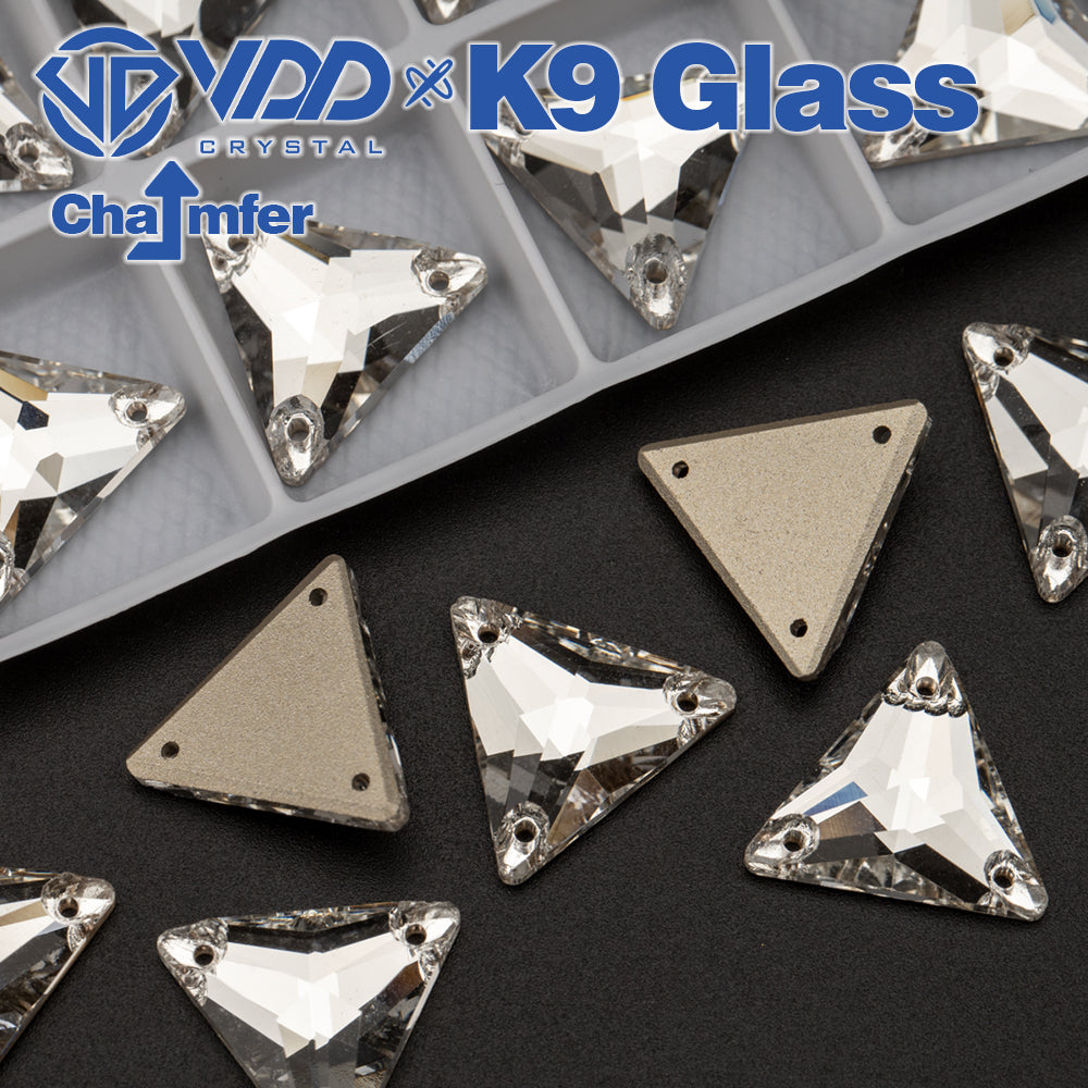 VDD S101 Crystal Triangle Top Quality K9 Glass Sew on Rhinestones Crystal Flatback Sewing Stones for Clothes Decorations
