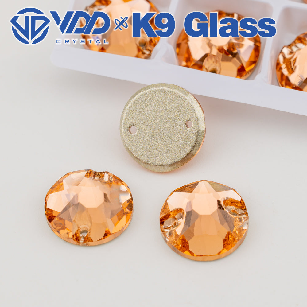 VDD S108 Peach Fuzz 8 Big 8 Small Top Quality K9 Glass Sew on Rhinestones Crystal Flatback Sewing Stones for Clothes Decorations