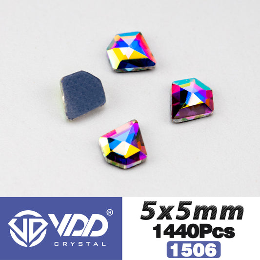 VDD 1506-5x5mm  Wholesale 1440Pcs Rectangle Glass Rhinestones Crystal AB Flatback HotFix Strass Shape 3D Stones For Nail Art DIY Decorations