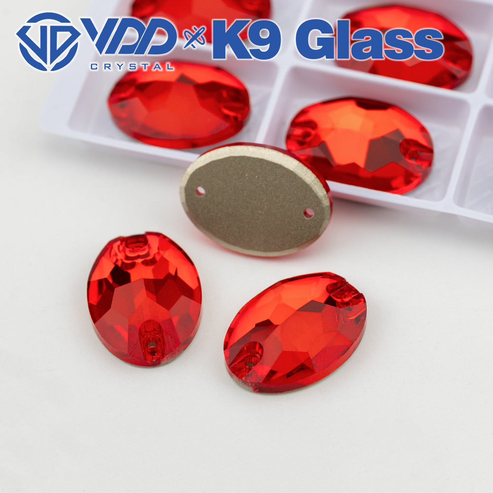VDD S109 Siam Oval Top Quality K9 Glass Sew on Rhinestones Crystal Flatback Sewing Stones for Clothes Decorations