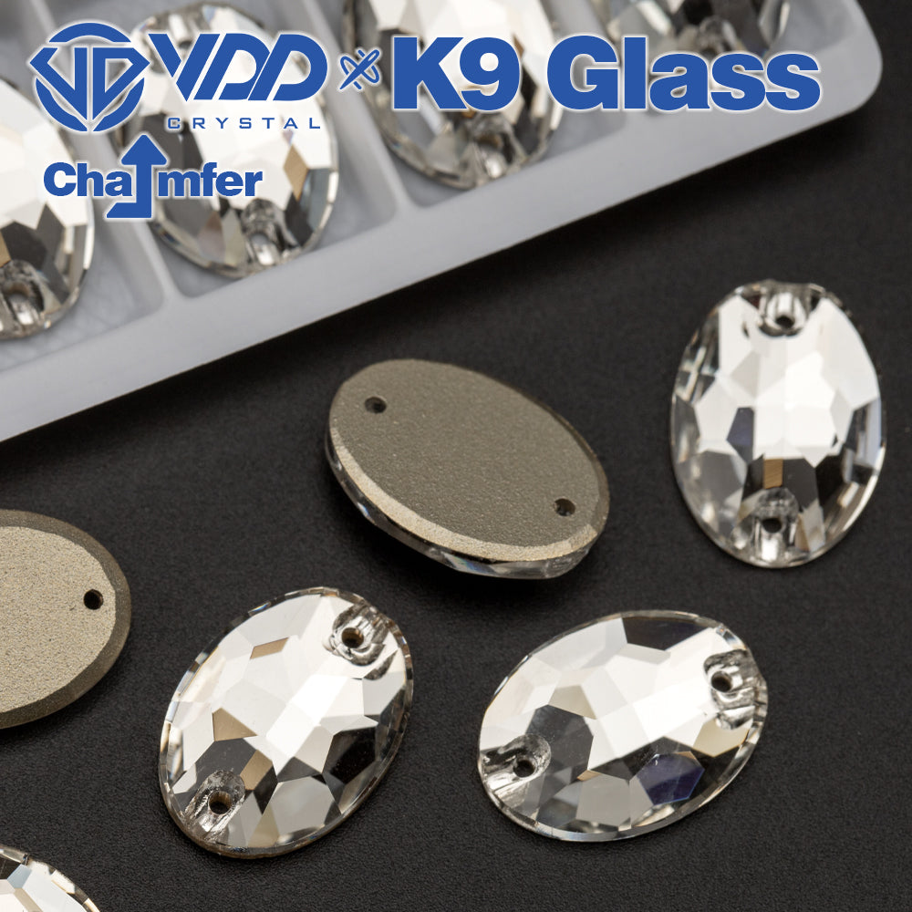 VDD S101 Crystal Oval Top Quality K9 Glass Sew on Rhinestones Crystal Flatback Sewing Stones for Clothes Decorations
