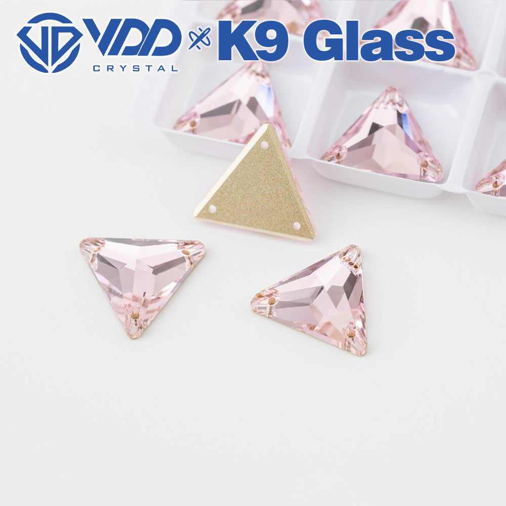 VDD S121 Light Rose Triangle Top Quality K9 Glass Sew on Rhinestones Crystal Flatback Sewing Stones for Clothes Decorations