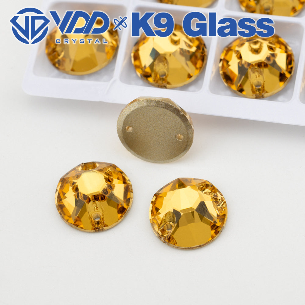 VDD S106 Lt.Co.Topaz 8 Big 8 Small Top Quality K9 Glass Sew on Rhinestones Crystal Flatback Sewing Stones for Clothes Decorations