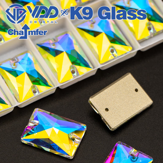 VDD Rectangle Top Quality K9 Glass Sew on Rhinestones Sewing Crystals AB Flat Back Stones for Crafts Clothes Accessories