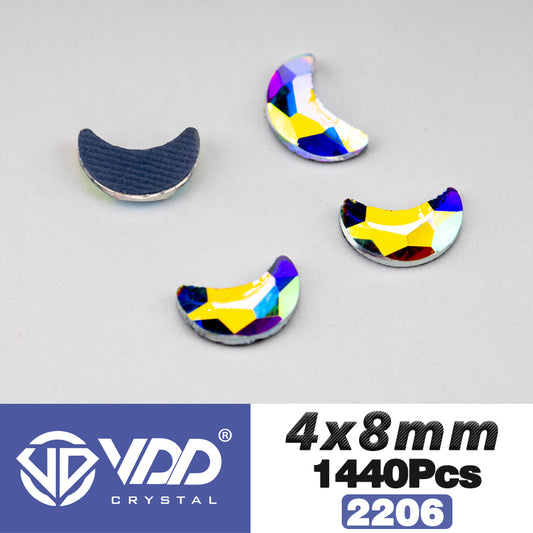 VDD 2206-4x8mm Wholesale 1440Pcs Rectangle Glass Rhinestones Crystal AB Flatback HotFix Strass Shape 3D Stones For Nail Art DIY Decorations