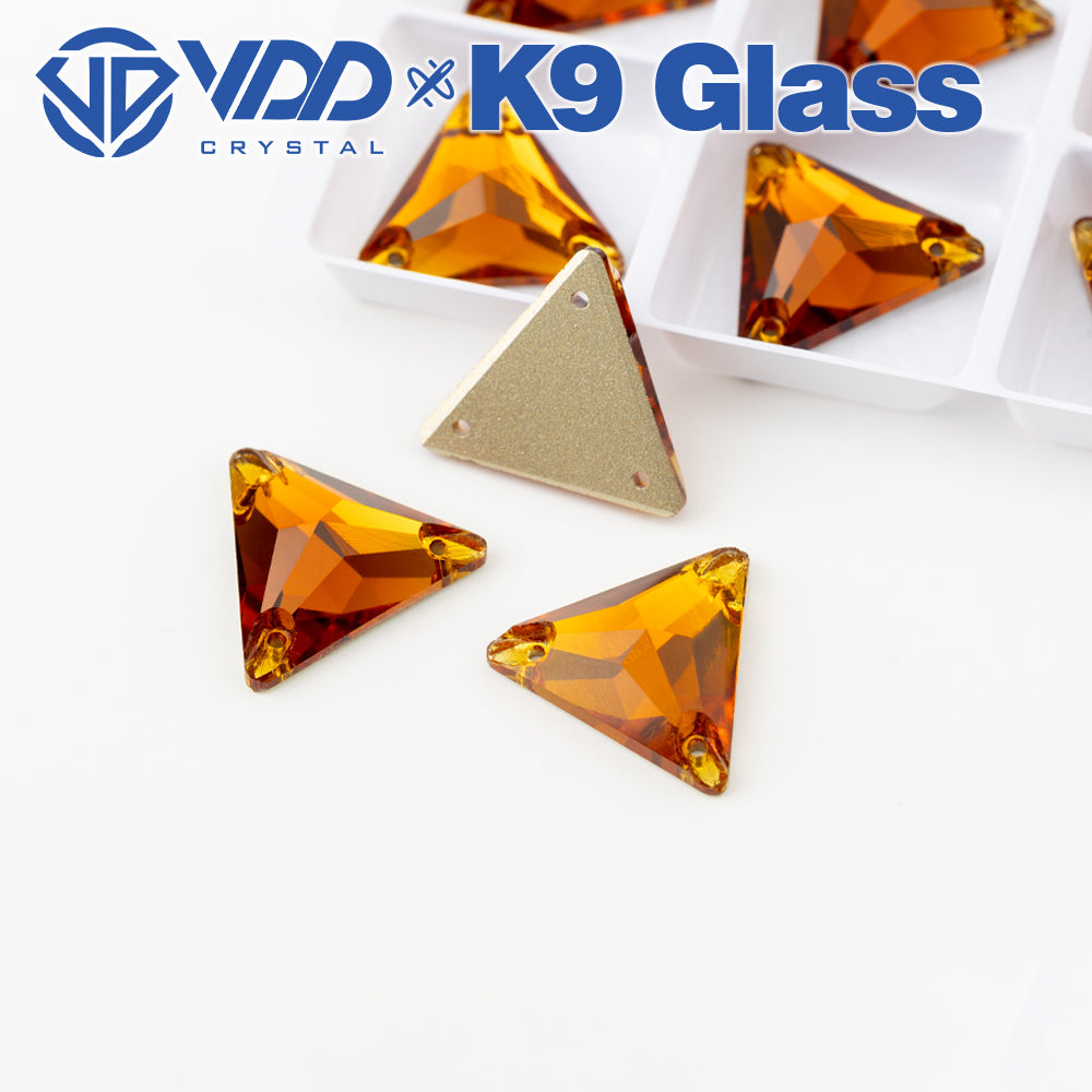 VDD S107 Coffee Triangle Top Quality K9 Glass Sew on Rhinestones Crystal Flatback Sewing Stones for Clothes Decorations