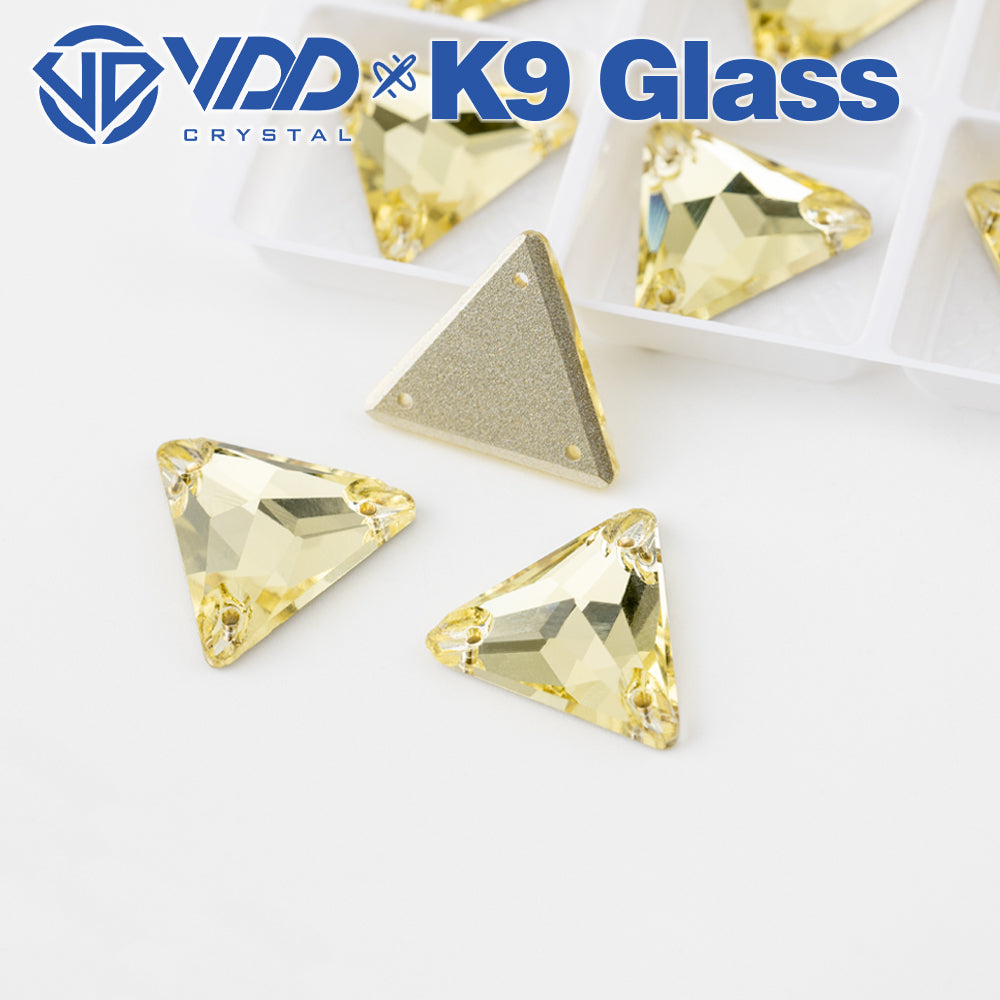 VDD S104 Jonquil Triangle Top Quality K9 Glass Sew on Rhinestones Crystal Flatback Sewing Stones for Clothes Decorations