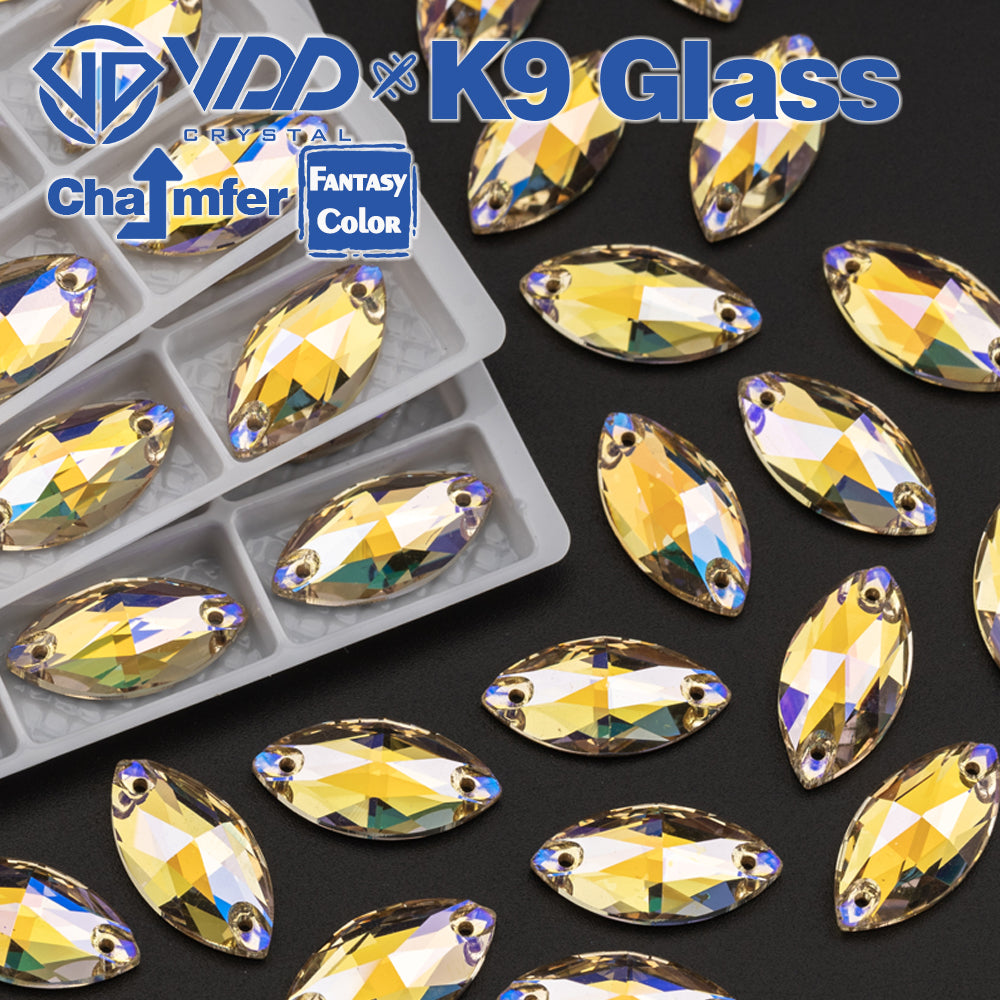 VDD Navette 9x18mm 36Pcs Paradise Shine K9 Glass Sew On Rhinestones High Quality AAAAA Crystal Flatback Sewing Strass Stones  DB-S261