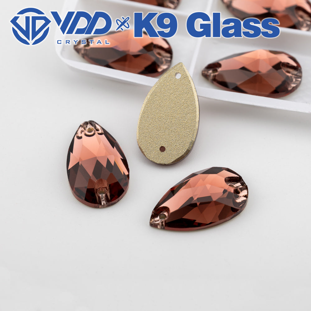 VDD S111 Wine Pear Top Quality K9 Glass Sew on Rhinestones Crystal Flatback Sewing Strass Stones for DIY Garment Decorations