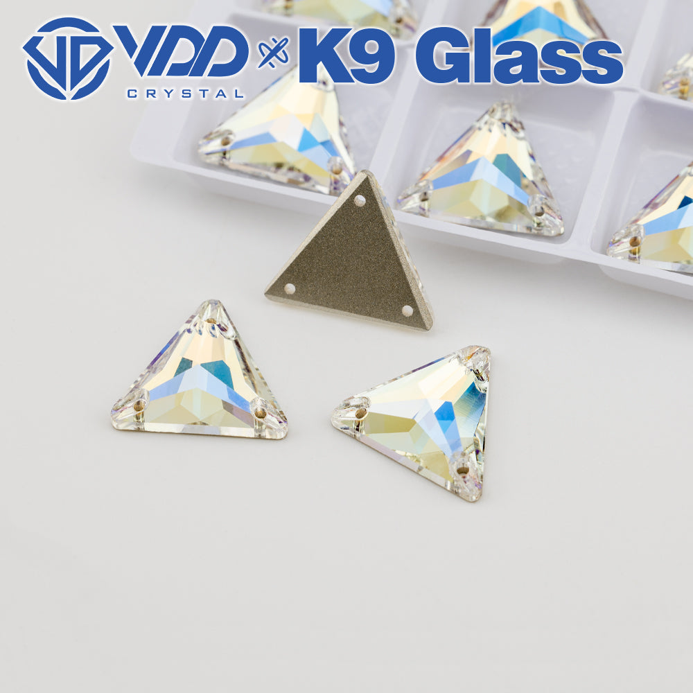 VDD S256 Moonlight Triangle Top Quality K9 Glass Sew on Rhinestones Crystal Flatback Sewing Stones for Clothes Decorations