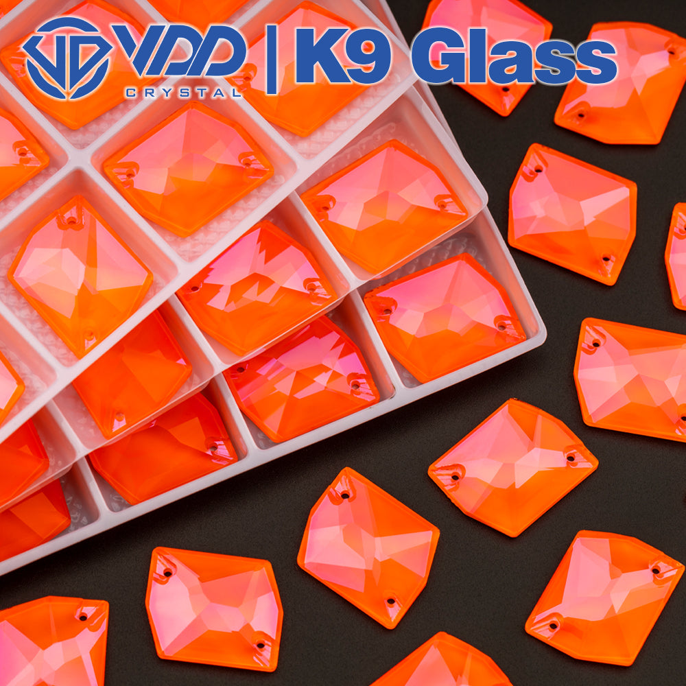 VDD 17x21mm Neon Orange Cosmic Top Quality Glass Sew on Rhinestones Crystal Flatback Stones for Clothes Decoration Wedding Dress